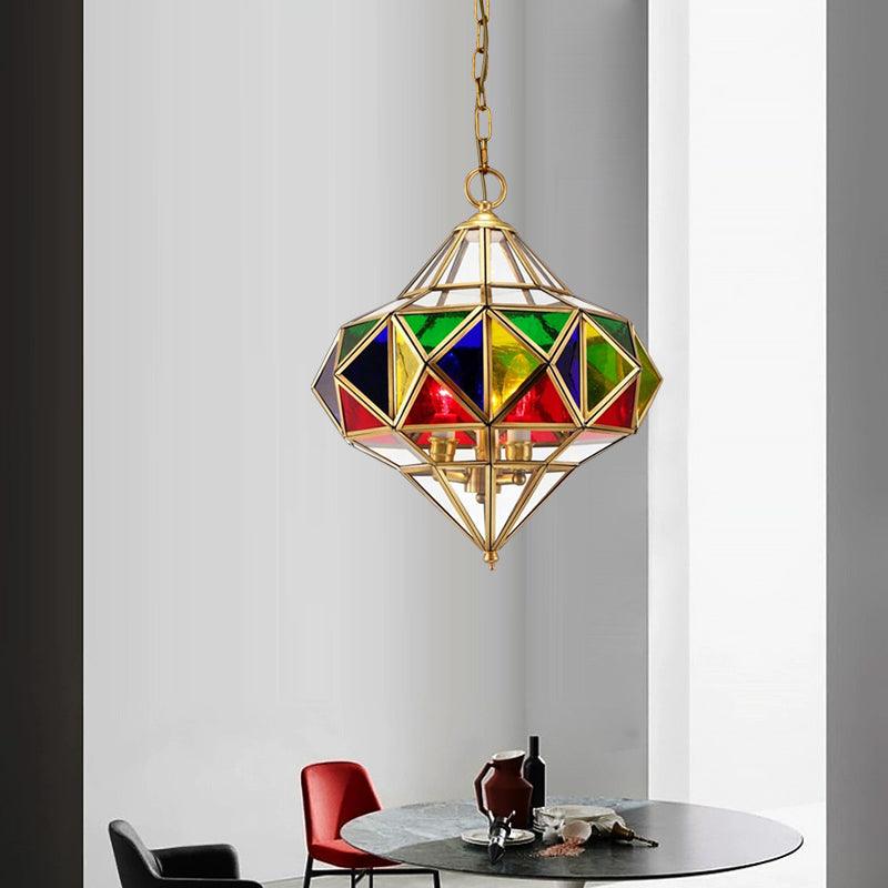 Antique Prism Pendant Chandelier 3-Head Colorful Glass Light - Rebooters