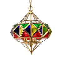 Antique Prism Pendant Chandelier 3-Head Colorful Glass Light - Rebooters