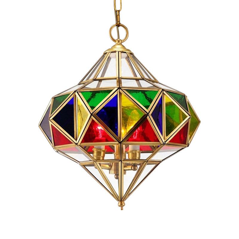 Antique Prism Pendant Chandelier 3-Head Colorful Glass Light - Rebooters