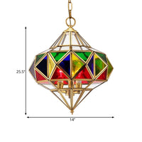 Antique Prism Pendant Chandelier 3-Head Colorful Glass Light - Rebooters