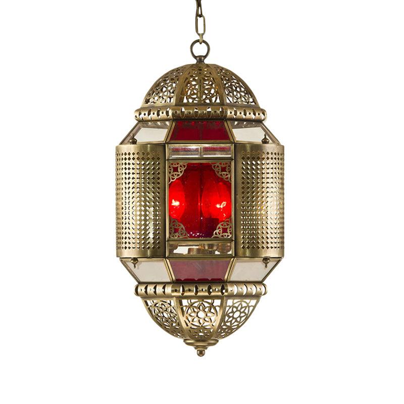 Brass Lantern Ceiling Pendant Southeast Asia Metal 3 Lights Chandelier - Rebooters