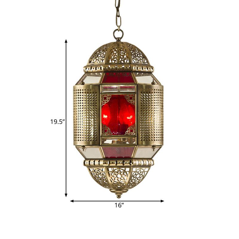 Brass Lantern Ceiling Pendant Southeast Asia Metal 3 Lights Chandelier - Rebooters