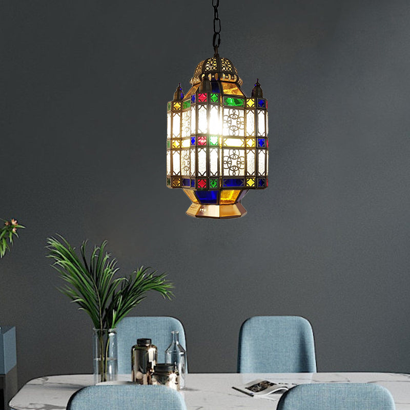 Frosted Glass Brass Chandelier Lantern 3 Heads Art Deco Pendant Light - Rebooters
