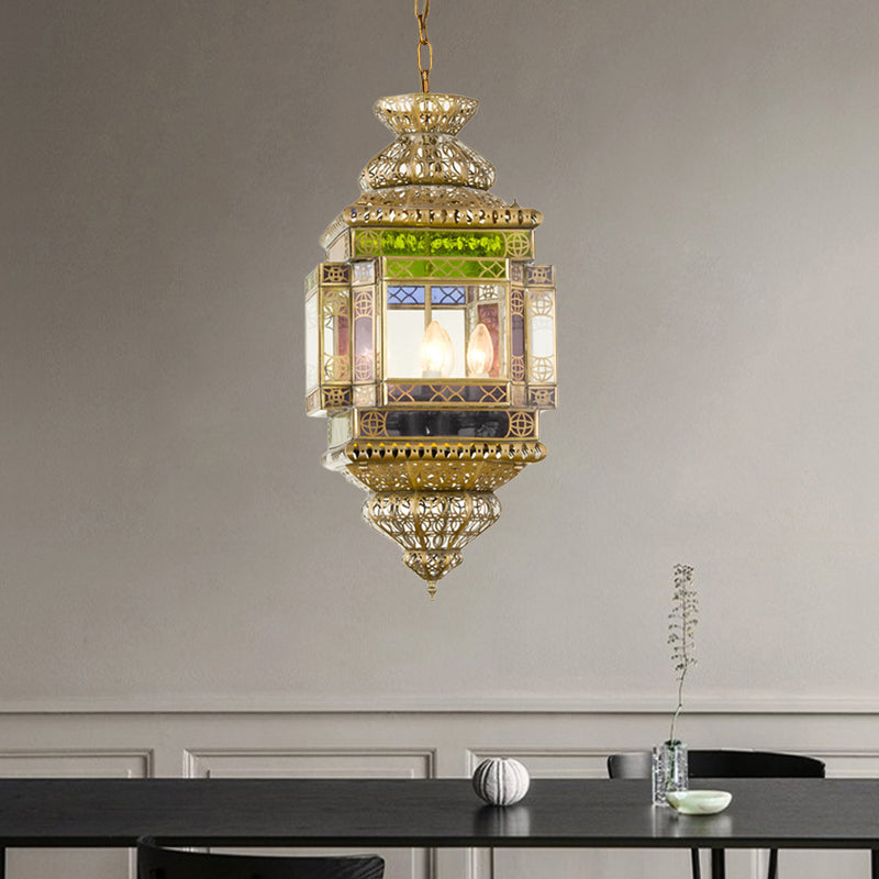 Cutout Restaurant Pendant Chandelier Arab Metal 3 Lights Brass - Rebooters