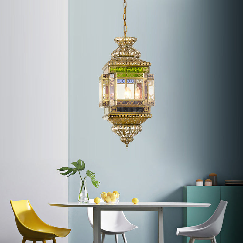 Cutout Restaurant Pendant Chandelier Arab Metal 3 Lights Brass - Rebooters