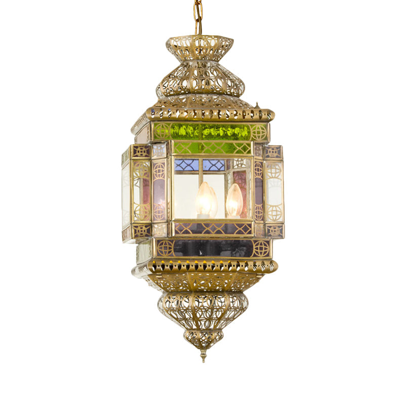 Cutout Restaurant Pendant Chandelier Arab Metal 3 Lights Brass - Rebooters