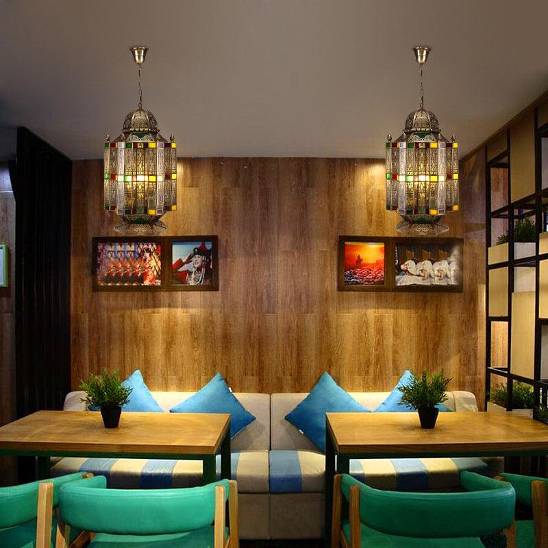 4 Bulbs Lantern Hanging Chandelier Arab Brass Metal Light - Rebooters