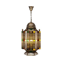 4 Bulbs Lantern Hanging Chandelier Arab Brass Metal Light - Rebooters