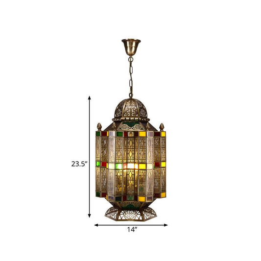 4 Bulbs Lantern Hanging Chandelier Arab Brass Metal Light - Rebooters