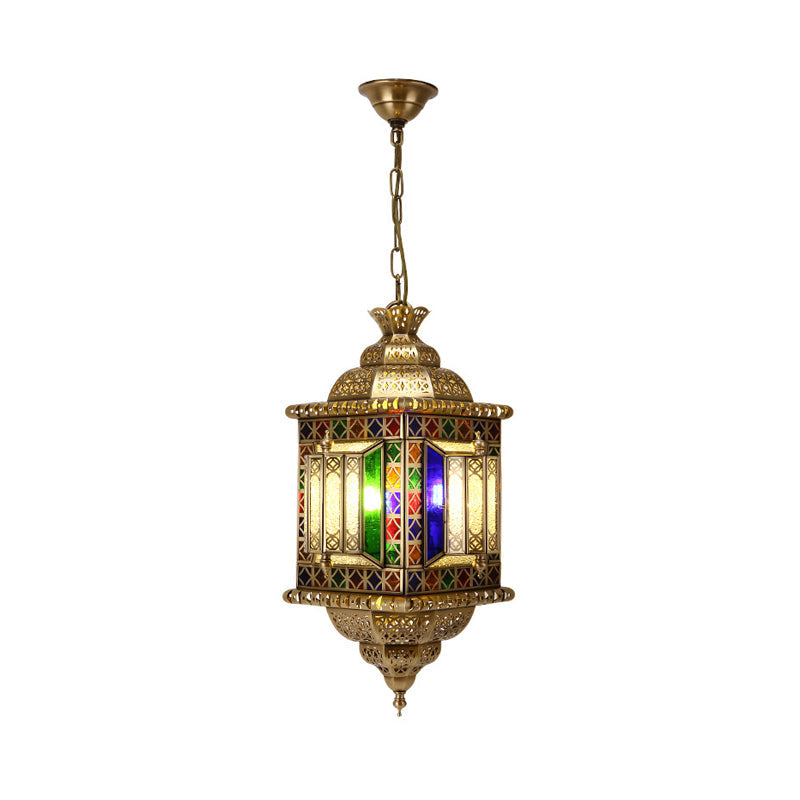 3-Light Ceiling Chandelier Arabian Lantern Metal Brass Fixture - Rebooters