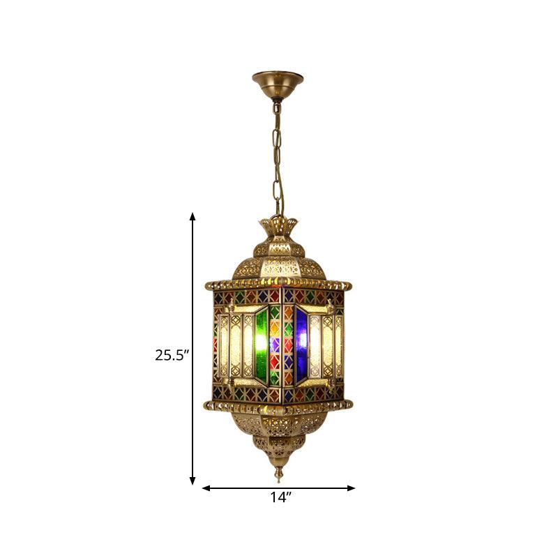 3-Light Ceiling Chandelier Arabian Lantern Metal Brass Fixture - Rebooters