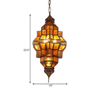 Antique Geometric Pendant Lamp 12 Bulbs Amber Glass Chandelier - Rebooters