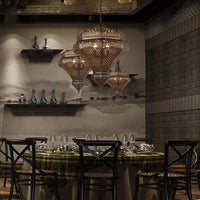 4 Lights Chandelier Lamp Retro Restaurant Pendant Light in Bronze - Rebooters