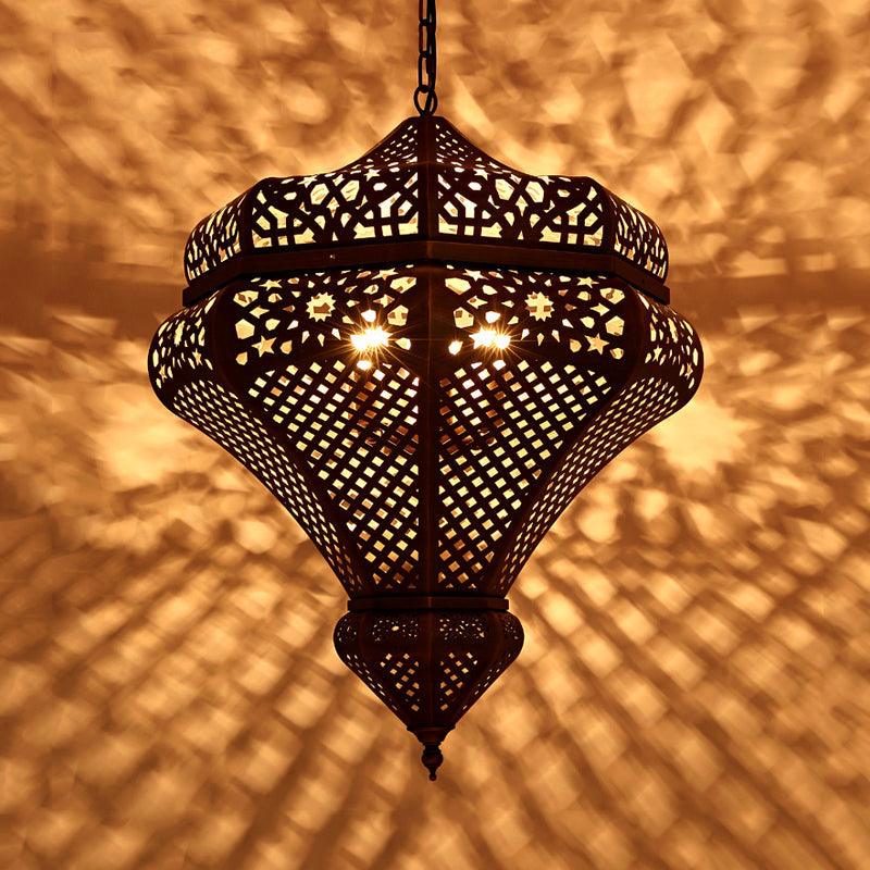 4 Lights Chandelier Lamp Retro Restaurant Pendant Light in Bronze - Rebooters