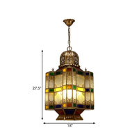 Art Deco Lantern Ceiling Lamp 6-Bulb Chandelier in Brass - Rebooters