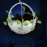 2 Bulbs Basket Chandelier Light Pastoral White Metal Pendant - Rebooters