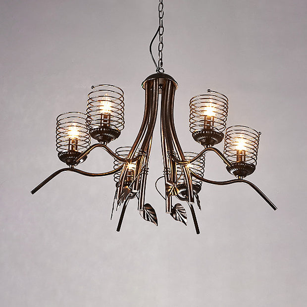 Wire Frame Iron Chandelier Lighting Industrial Loft 6 Bulbs - Rebooters