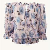 Off-Shoulder Floral Blouse for Women with Balloon Sleeves Rebooters Womens Shirts