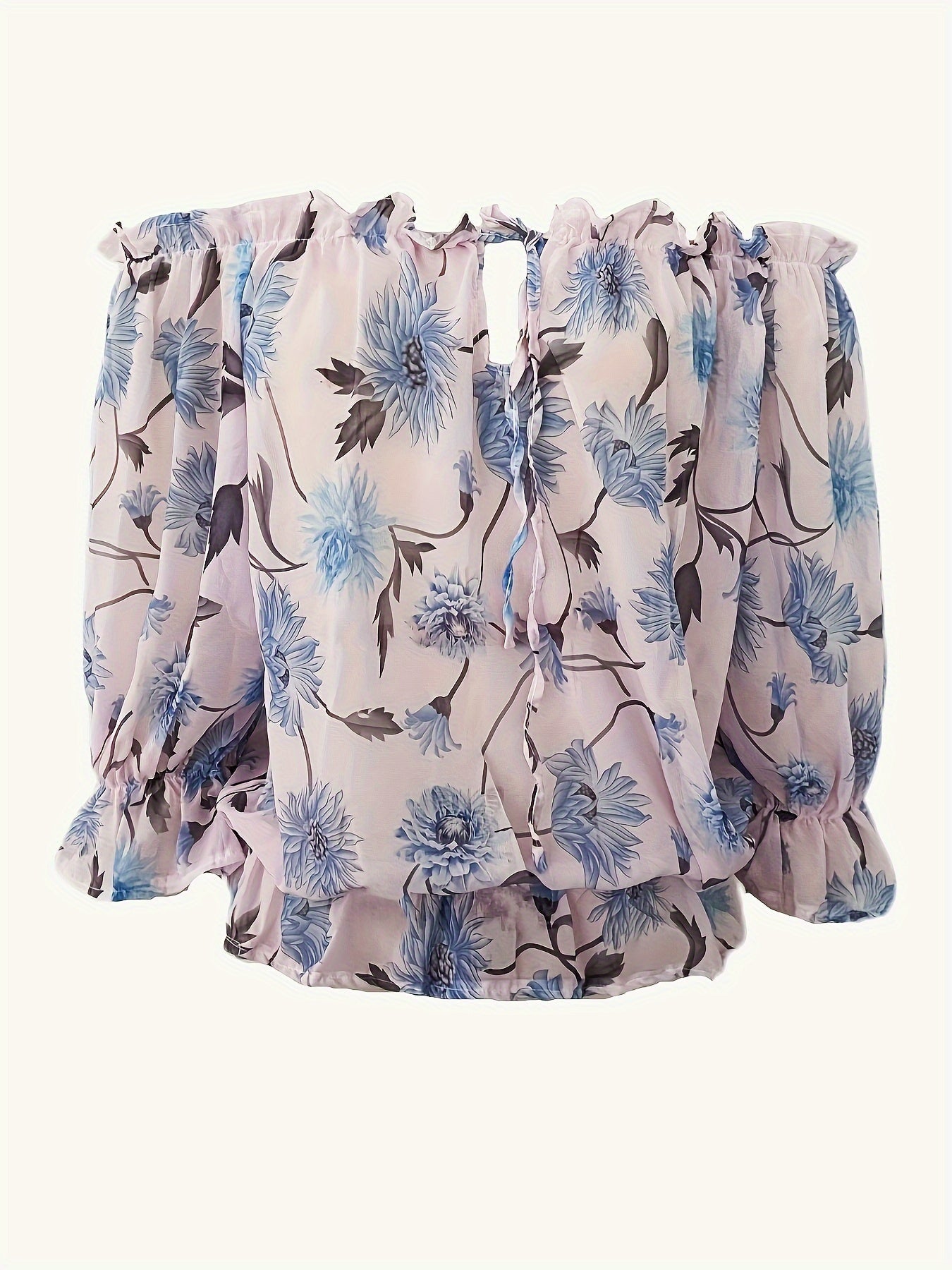 Off-Shoulder Floral Blouse for Women with Balloon Sleeves - Rebooters