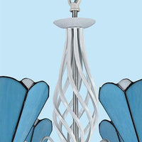 5 Lights Cone Hanging Light with Metal Chain Blue Chandelier - Rebooters