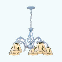 5 Lights Cone Chandelier With Leaf Pattern Height Adjustable - Rebooters