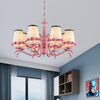 Hotel Fold Tapered Shade Chandelier Pink 8 Bulbs Modern Light - Rebooters