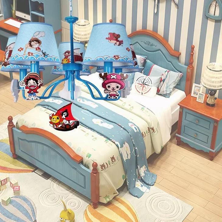 Cartoon Pirate Chandelier with Tapered Shade Metal 5 Heads Blue Pendant Light - Rebooters