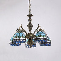 Baroque Dome Suspended Light 5 Lights Chandelier Lamp Blue - Rebooters