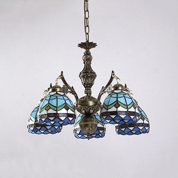 Baroque Dome Suspended Light 5 Lights Chandelier Lamp Blue - Rebooters