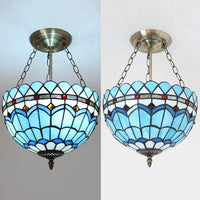 Baroque Bowl Ceiling Light Fixture Stained Glass Chandelier - Rebooters