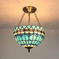 Baroque Bowl Ceiling Light Fixture Stained Glass Chandelier - Rebooters