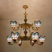 Baroque Bell Suspended Light with Adjustable Chain Blue Chandelier - Rebooters
