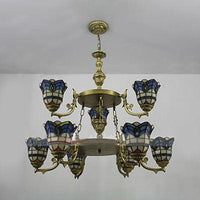 Baroque Bell Suspended Light with Adjustable Chain Blue Chandelier - Rebooters