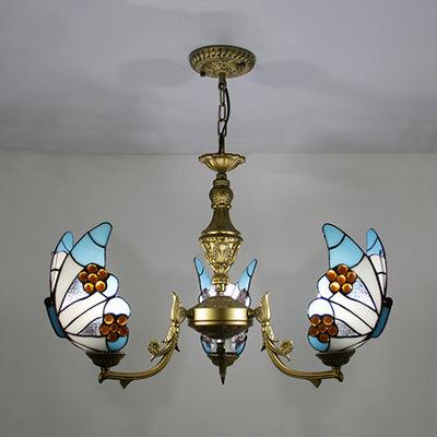 3 Lights Butterfly Hanging Light Stained Glass Chandelier - Rebooters