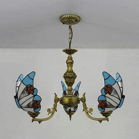 3 Lights Butterfly Hanging Light Stained Glass Chandelier - Rebooters