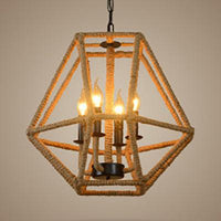 4 Bulbs Chandelier Light Country Geometric Cage Shade - Rebooters