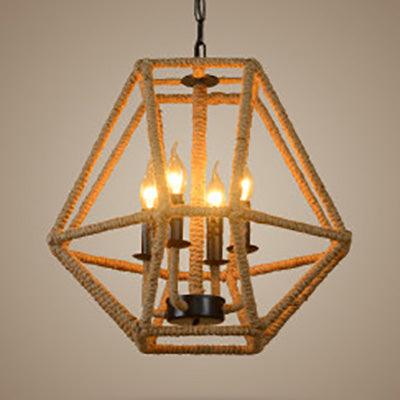 4 Bulbs Chandelier Light Country Geometric Cage Shade - Rebooters