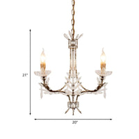 3 Heads Candelabra Pendant Chandelier Antiqued Rust Finish Ice Crystal Ceiling Light - Rebooters
