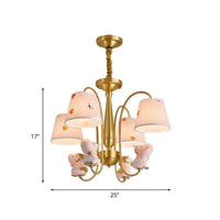 Barrel Fabric Shade Ceiling Chandelier Cartoon Pink Horse Light - Rebooters
