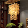 Square/Round Hanging Light with Waterfall Design Beige Lamp - Rebooters