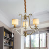 3 Lights Hanging Chandelier Post Modern Frame Crystal Bead Pendant Ceiling Lamp in Gold - Rebooters