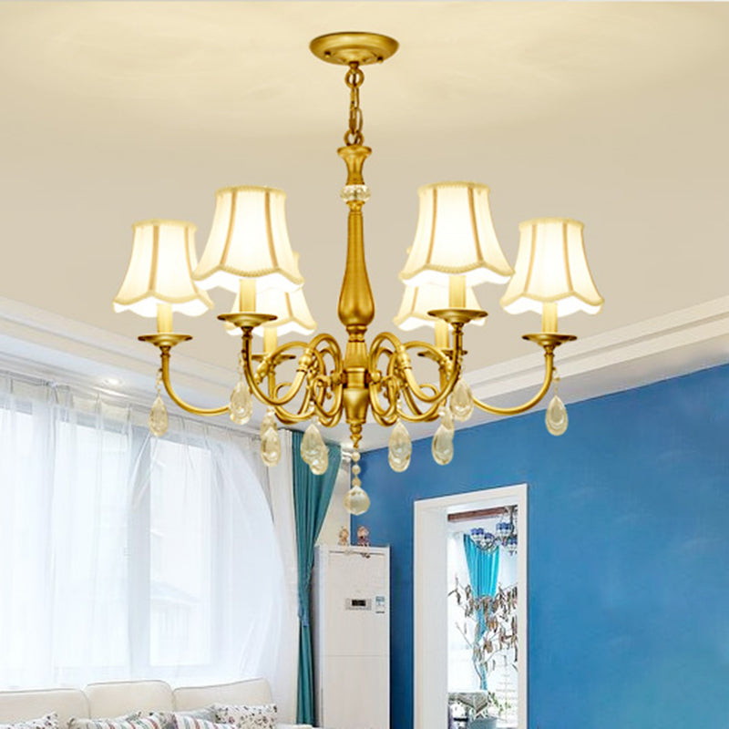 Curved Arm Living Room Pendant Vintage Metal 6-Head Chandelier - Rebooters