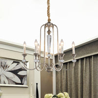 Aged Silver Candlestick Suspension Light 6-Bulb Chandelier - Rebooters