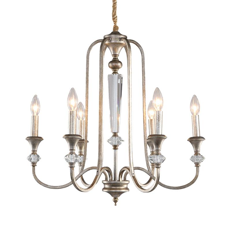 Aged Silver Candlestick Suspension Light 6-Bulb Chandelier - Rebooters