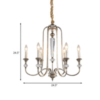 Aged Silver Candlestick Suspension Light 6-Bulb Chandelier - Rebooters