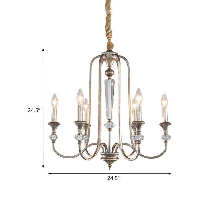 Aged Silver Candlestick Suspension Light 6-Bulb Chandelier - Rebooters