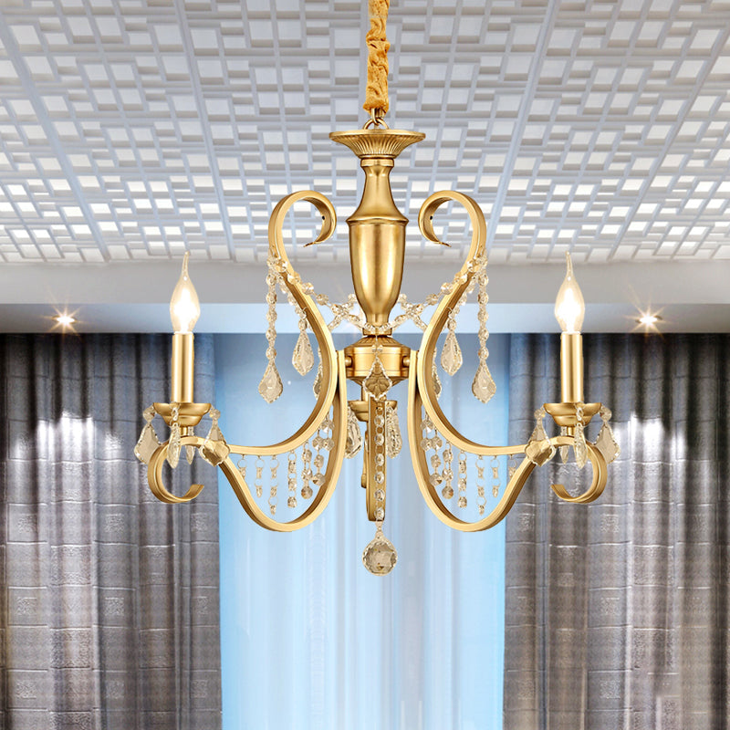 Gold 3-Light Ceiling Chandelier Countryside Candelabra Pendant - Rebooters