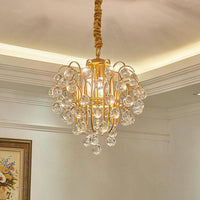 3 Bulbs Crystal Orb Pendulum Light Gold Grape Chandelier - Rebooters