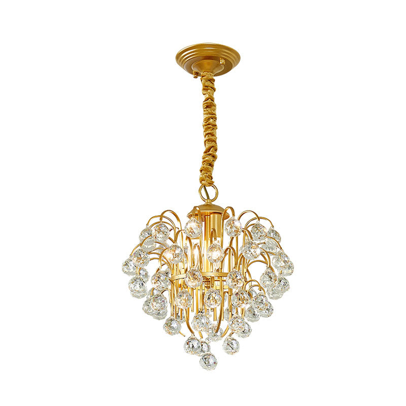 3 Bulbs Crystal Orb Pendulum Light Gold Grape Chandelier - Rebooters