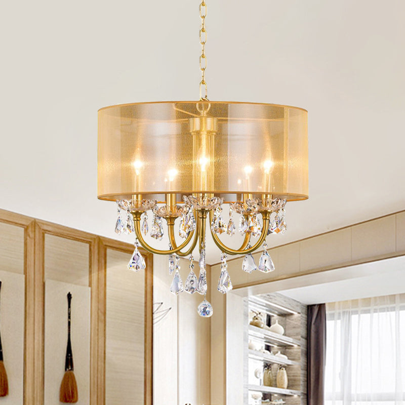 Clear Crystal Glass Candle Ceiling Pendant Light Brass - Rebooters